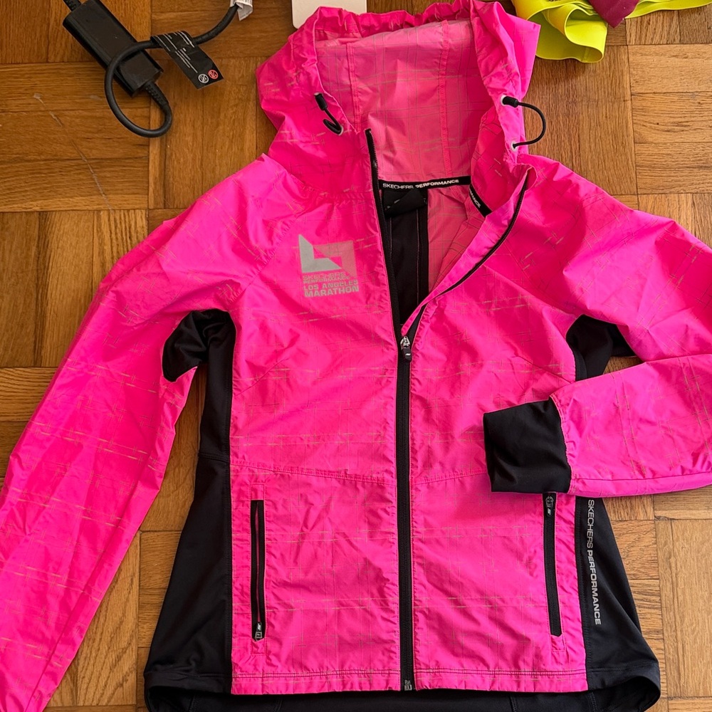 Skechers LA Marathon Pink and Black Hooded Jacket